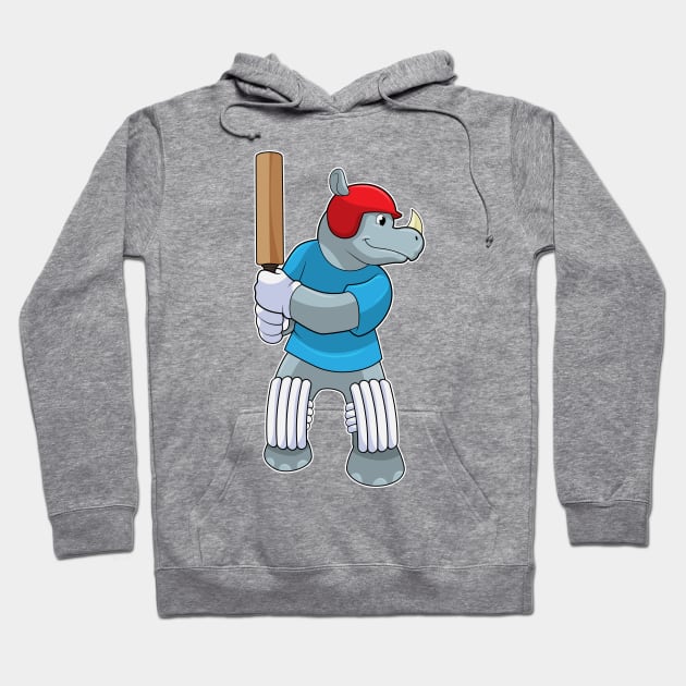 Rhino at Cricket with Cricket bat Hoodie by Markus Schnabel